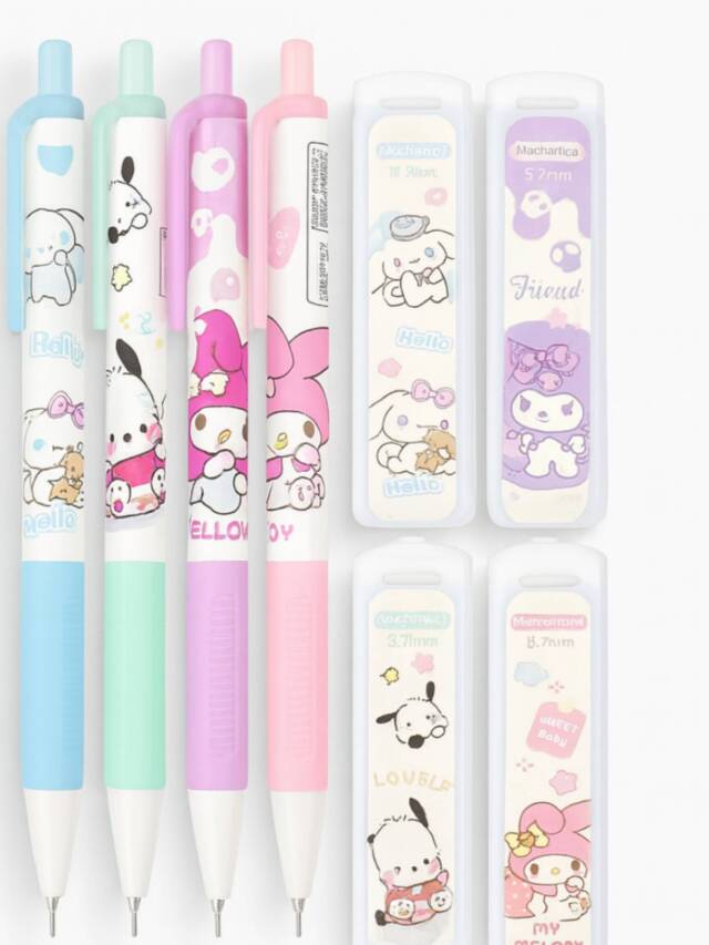 Tresneria Kids Cartoon Clutch Pencil Set with 0.7mm Refills | Mechanical Pencils with Bonus Graphite Lead Box