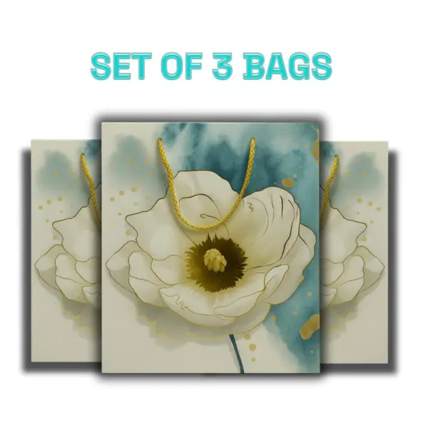 Golden Bloom White Flower Bag