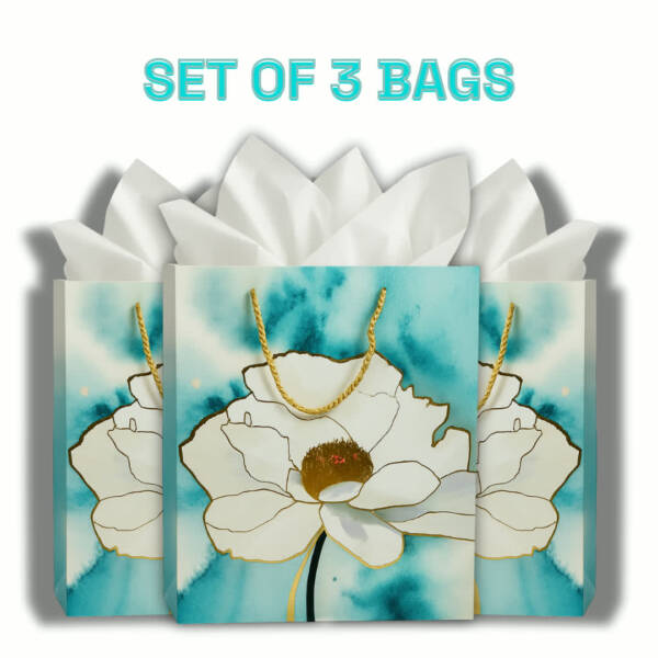 Aqua Blue Floral Elegance Bag