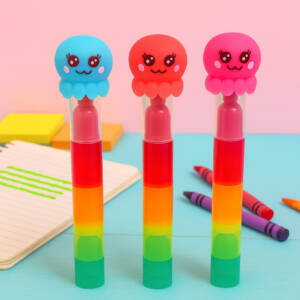 Tresneria Stackable Highlighter Pen for Kids | Fun Sea Animal Topper | Hello Kitty Topper | Set of 1-in-3 Highlighter Pen