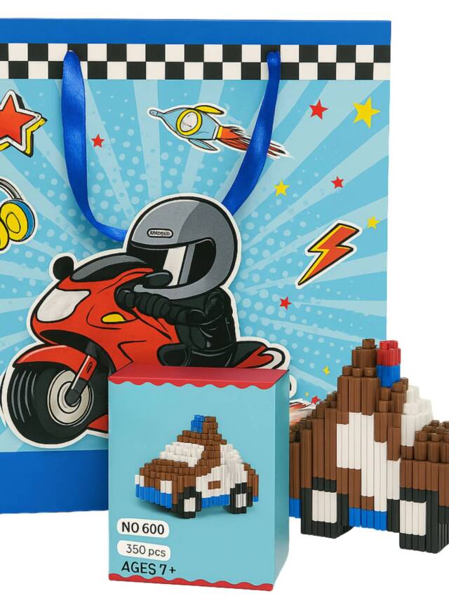 Tresneria Return Gift Set with 3D Gift Bag and DIY Police Car Character Kit | Ages 7+ | Birthday Party | Party Favours